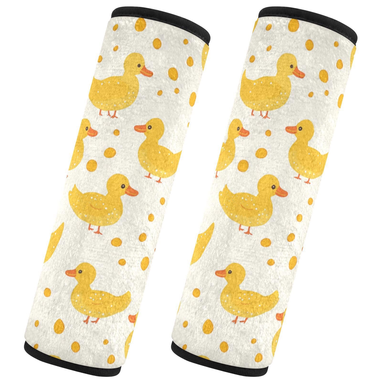 Seat Belt Covers 2 Pack Yellow Duck Car Seat Strap Covers Super Soft Dots Car Seat Neck Cover for Boys Girls Adults Babies M