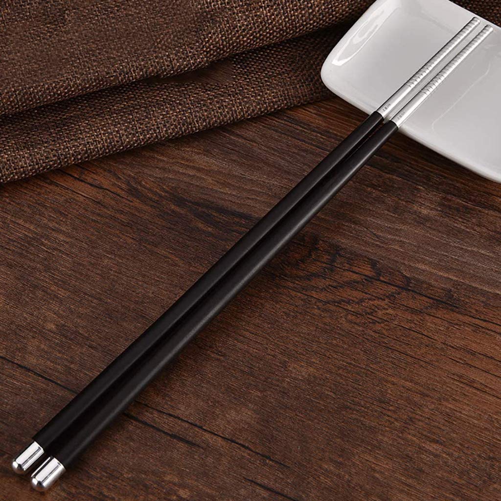 FAMMIX Palillos de madera plateados de lujo, reutilizables, de madera natural de alta calidad, aptos para lavavajillas, palillos chinos japoneses antideslizantes para fideos de arroz de sushi, color