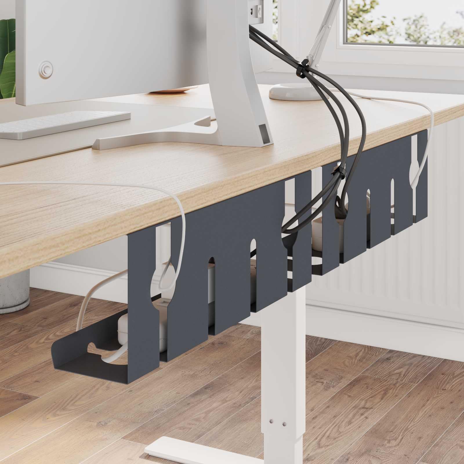 Plateau de Gestion de câbles sous Le Bureau 2 pc Anthracite,Chemins de câbles,8007571