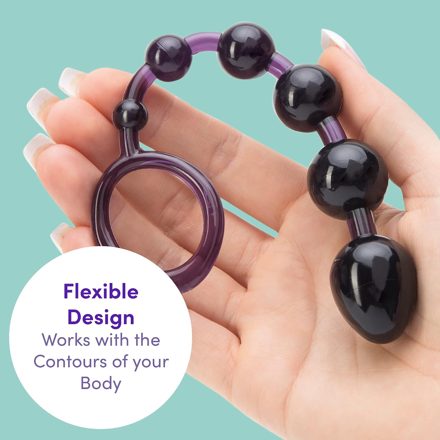 Lovehoney Purple Anal Beads with Finger Loop - Beginner Friendly - 6.5 inch
