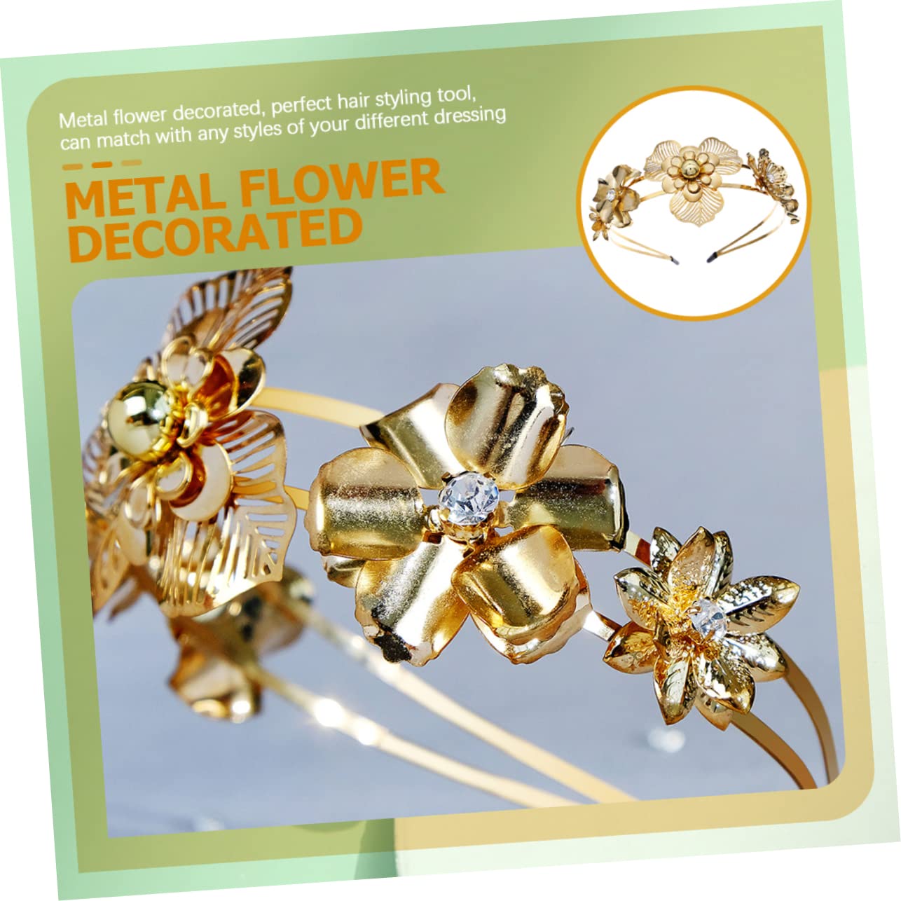 FRCOLOR 5pezzi Cerchietto Per Donne Con Fiori Metallo Doppio Accessorio Elegante Per Matrimonio e Feste Perfetti Per Occasioni Speciali e Servizi Fotografici