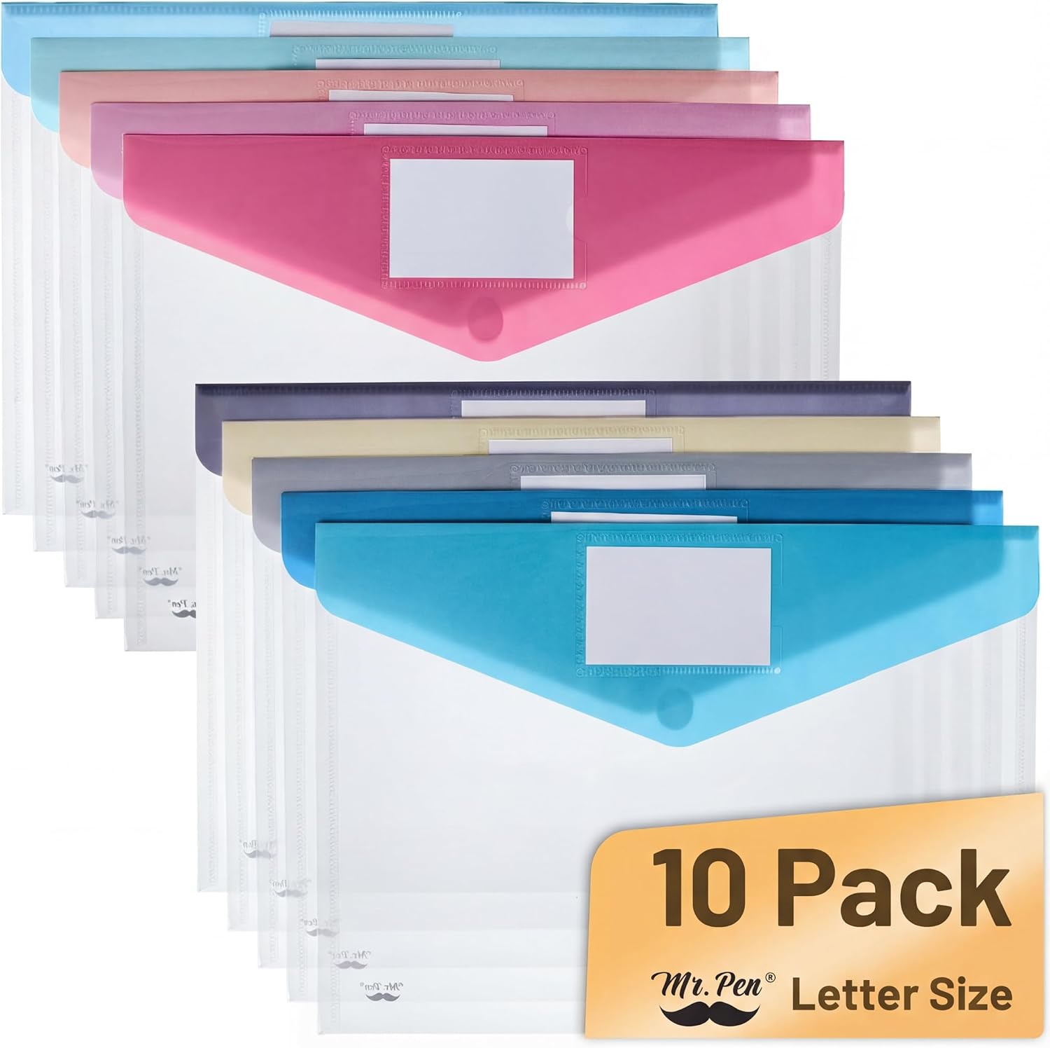Mr. Pen- Clear Plastic Envelopes File Folders, 10 Pack, A4, Letter Size