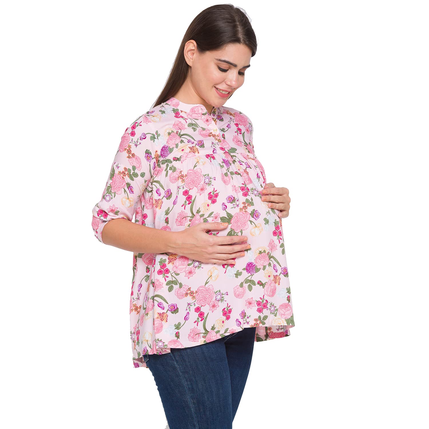 AV2 Printed Women Maternity Feeding Tunic Top Pink X-Large 8041 - Image 4 thumbnail