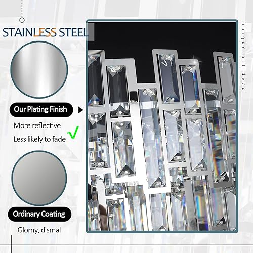 Miniatura 3 de ANTILISHA Candelabros modernos para comedor Rectángulo Cromo Candelabro de iluminación Lámpara colgante de cristal colgante cromado rectangular