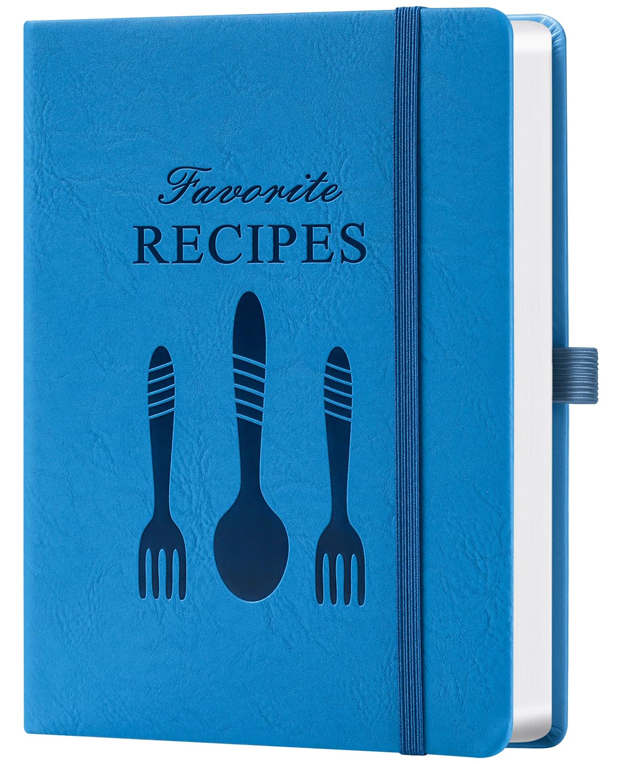 Blank Recipe Book to Write Your Own Recipes – Room for 124 Recipes, Hardcover, 120 Gsm Thick Paper, Family Cookbook Journal Notebook, Size A5(5.4" × 8.5") - Blue