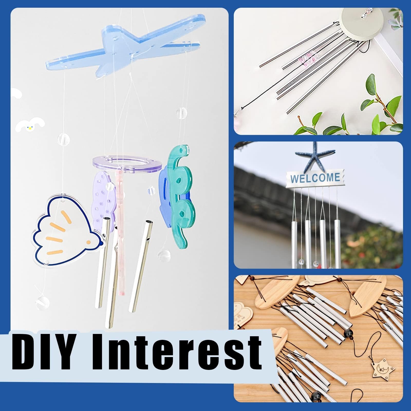 Tubi vuoti in alluminio argentati, 30 Pcs Campane a Vento kit di tubi a vento in metallo decorazione per casa,giardino,esterni,5 diverse lunghezze