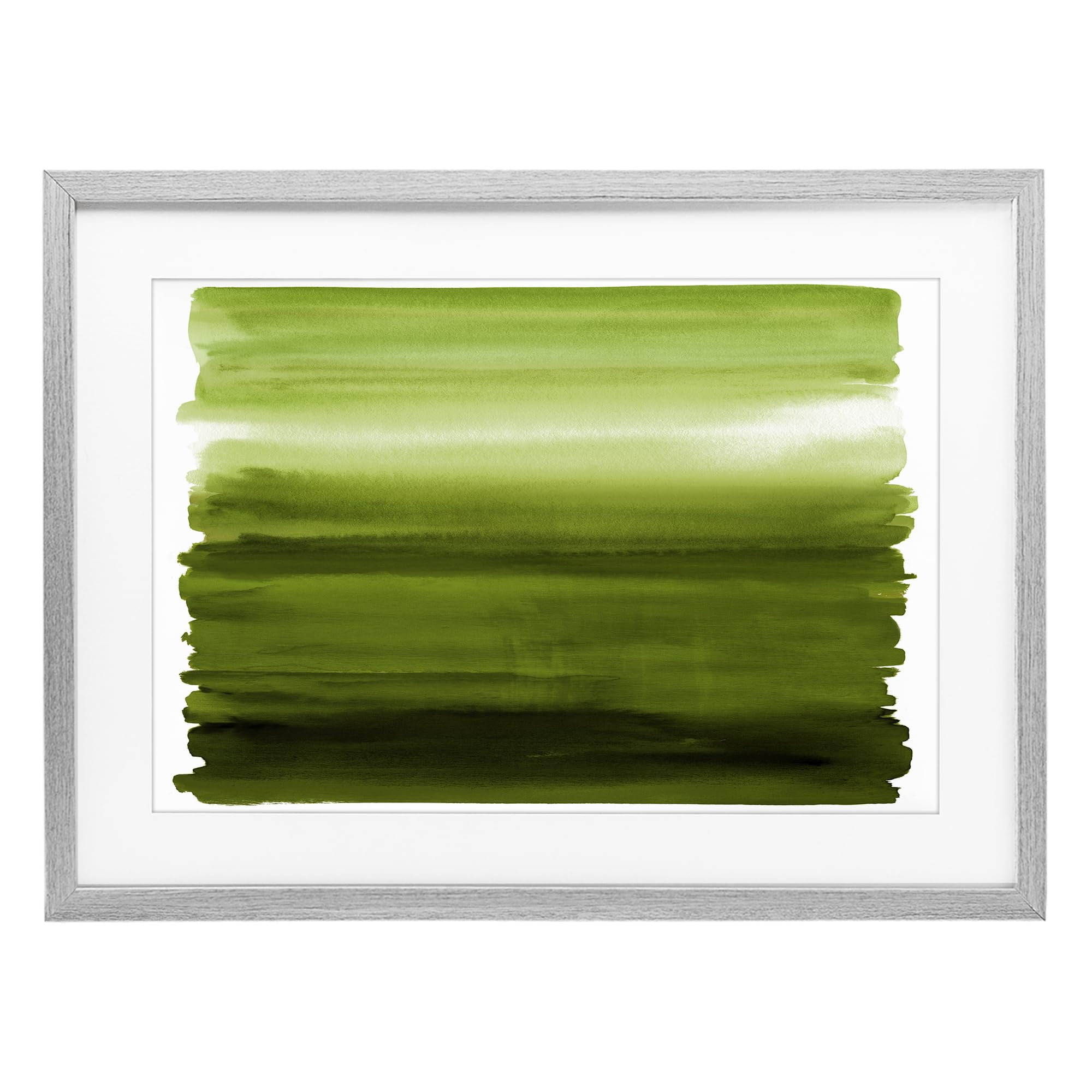 Stupell Industries Ombre Green Gradient Wall Art for Dining Room, Serene Abstract Nature Decor, 14 x 20 Inch Framed Matted Print Under Glass, by Allie Corbin, Made in USA Gift