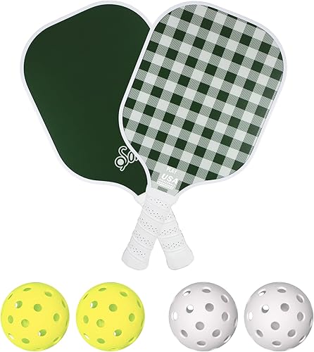 Sonix  Aprobado por USAPA  Juego de 2 palas de pickleball  Juego de pickleball de superficie de fibra de vidrio con 2 raquetas, 4 bolas y bolsa