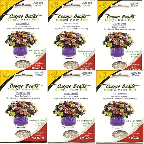 Fancy Gift Package 6 Pkg. CLEAR Round Cosmo Beads Water beads +10g Cubic Shape Crystal Soil
