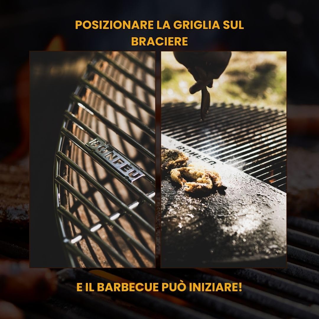 BonFeu BonGrill Griglia in Acciaio zincato - Piastra per griglia Plancha - Piastra per griglia a Gas, griglia Plancha a Gas, griglia Plancha - Tappetino per Ciotola da Fuoco - ½ Ø100cm