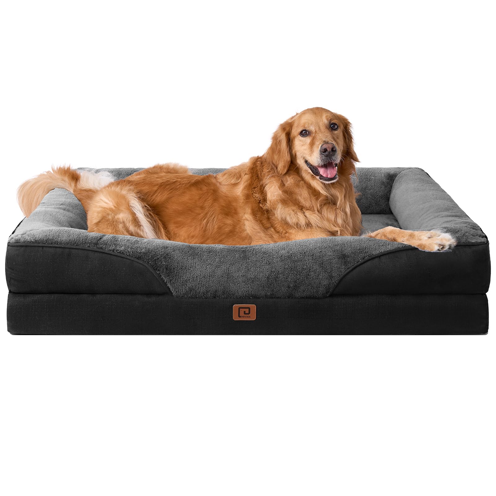 EHEYCIGA XL Dog Bed Memory Foam, Extra Large Orthopedic Dog Beds Sofa with Sides and Waterproof Liner, Pet Couch with Washable Removable Cover and Non-Slip Bottom, 106x76x19cm, Charcoal โ image 1