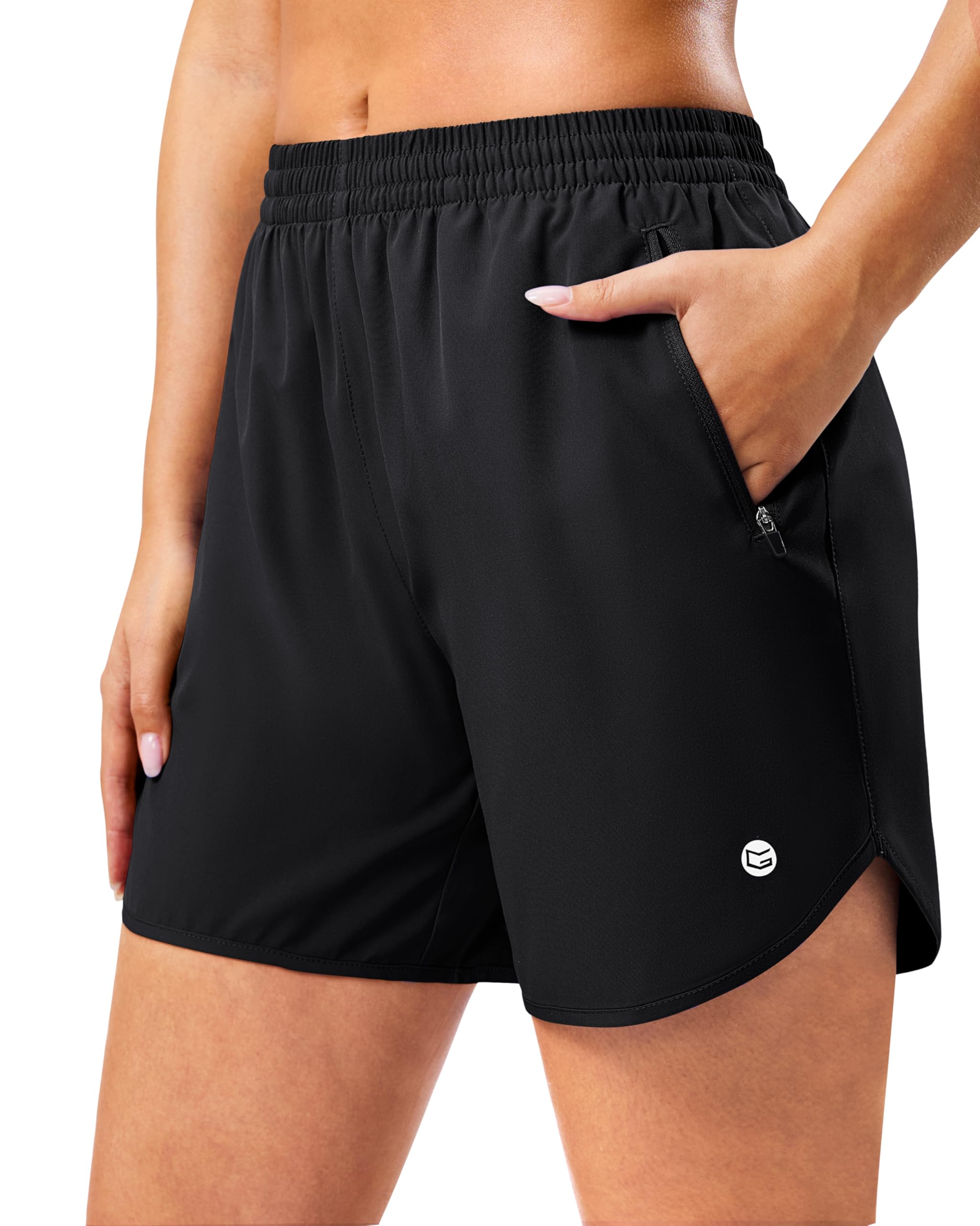G Gradual 5"/7" Athletic Running Shorts for Women 2 Zipper Pockets Lightweight Workout Gym Summer Dolphin Shorts with Liner