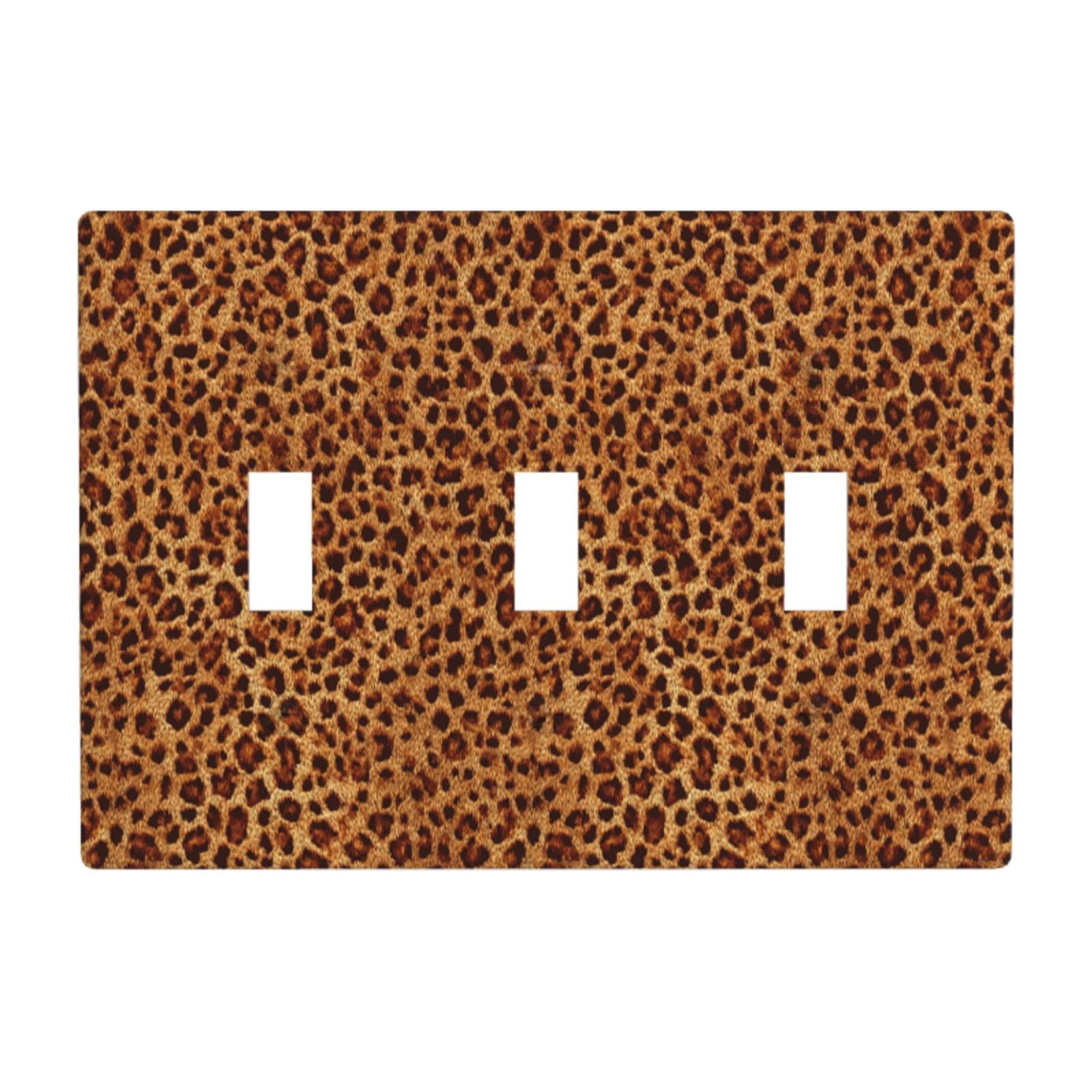 Woshuwo White Leopard Pattern Intricate Spots Light Switch Covers 3 Gang Triple Toggle Wall Plate Switchplate Electrical Faceplate For Bathroom Kitchen Bedroom Decor