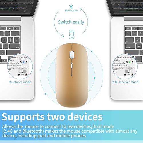 Miniatura 2 de ElizaHelen Wireless Bluetooth Mouse Dual Mode Slim Rechargeable Wireless Silent Mouse 24G Portable USB Optical Wireless Computer Mice with USB