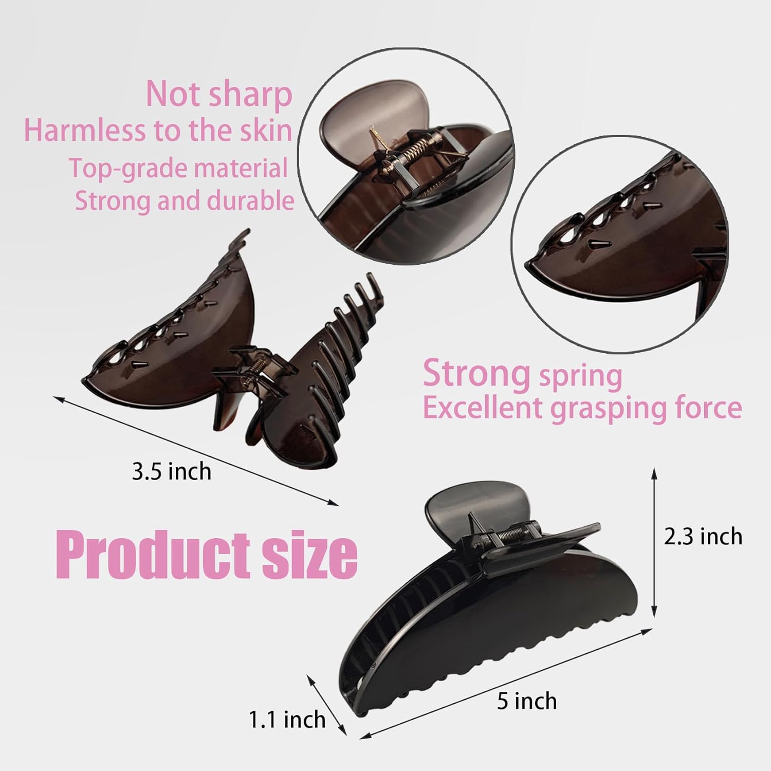 Hair Claw Clip for Women, 5 Inch Large Nonslip Claw Clip, Strong Hold for Medium Hair, Comfortable No-Pull, For Half-Up & French Twist, Fashion Hair Accessory Gift - Image 3