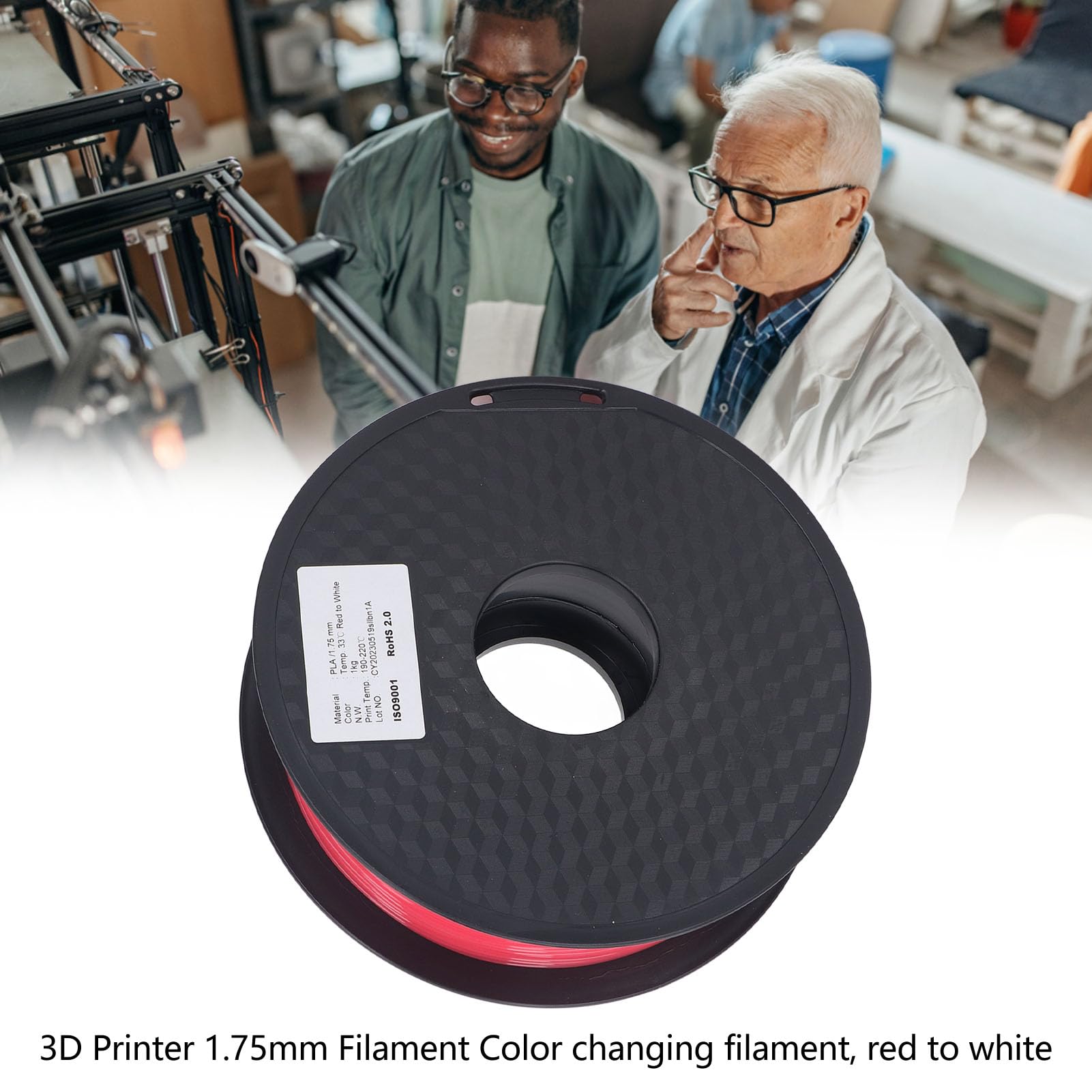 1,75 mm Farbwechsel PLA -Filament Rot weiß Hochglanz 3D -Druckgeschwindigkeit 30‑90 mm/s