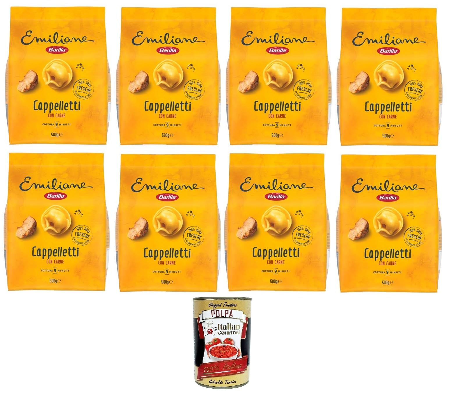 Italian Gourmet Cappelletti alla Carne pâtes farcies aux œufs 8 x 500g