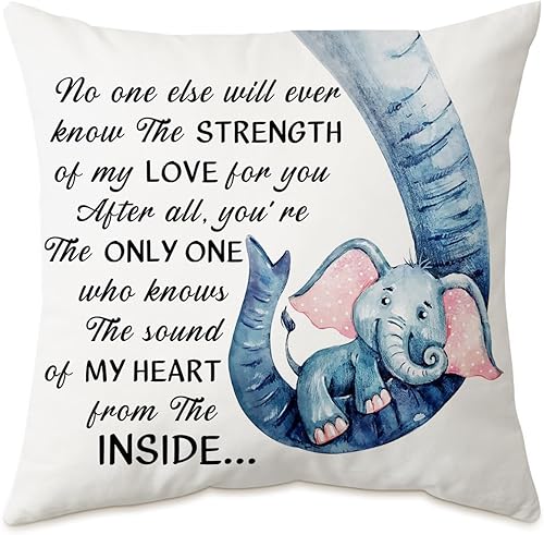 Funda de almohada con diseño de elefante para madre bebé, nadie más conocerá la fuerza de mi amor por ti, 18 x 18 pulgadas, decoración para