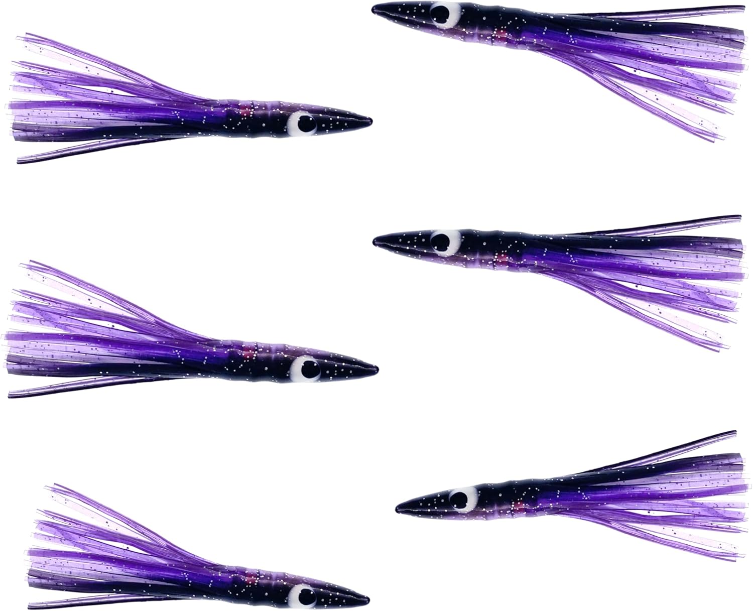 6" Tuna Clone Lures, 6 Pcs Purple/Black Skirts,Unrigged Saltwater Trolling Lures, Durable Soft Bodies for Tuna, Mahi Mahi & Offshore Fishing