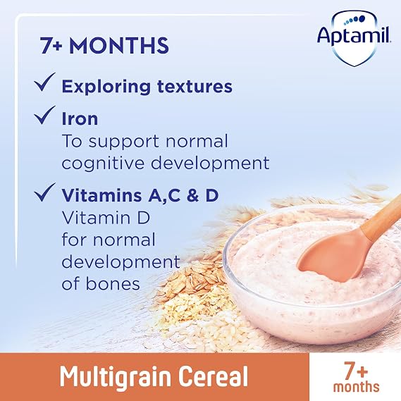 Aptamil Multigrain Porridge Baby Food Cereal, 7+ Months, 200g (Pack of 4)