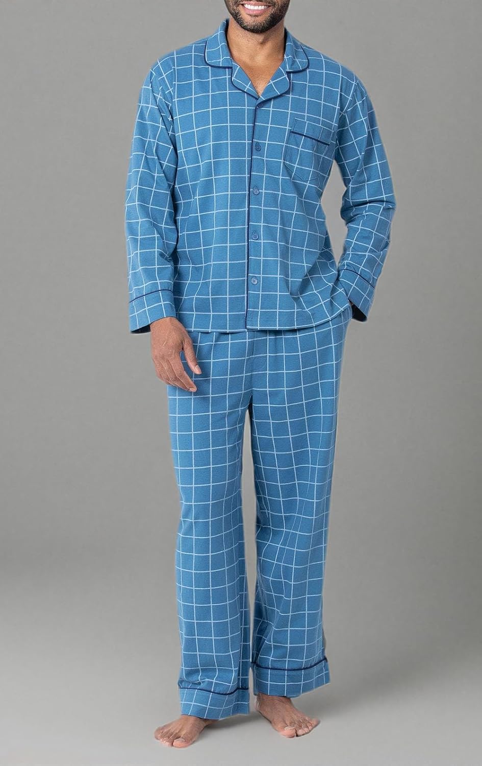 PajamaGram Winter Flannel Men’s Pajamas - Men's Knit Flannel Pajamas Set