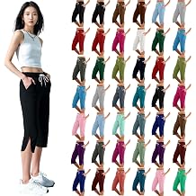 Womens Capris with Pockets Summer Casual Wide Leg Work Capri Pants Dressy Golf Pant Workout Stretchy Yoga Sweatpant