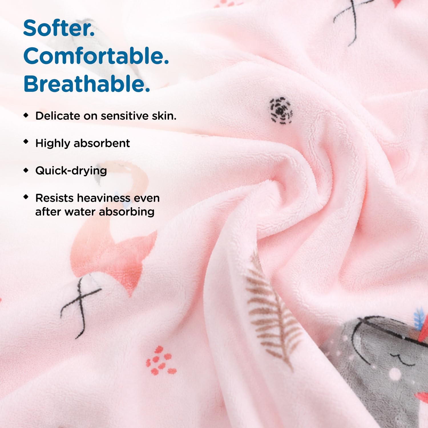 Mee Mee Microfiber Baby Bath Towel for Newborn | Extra Soft & Quick Absorbent Baby Wash Cloth | Gentle Towel for Babies, Infants & Toddlers | 70 x 110 cm | Pink | Pack of 1 2