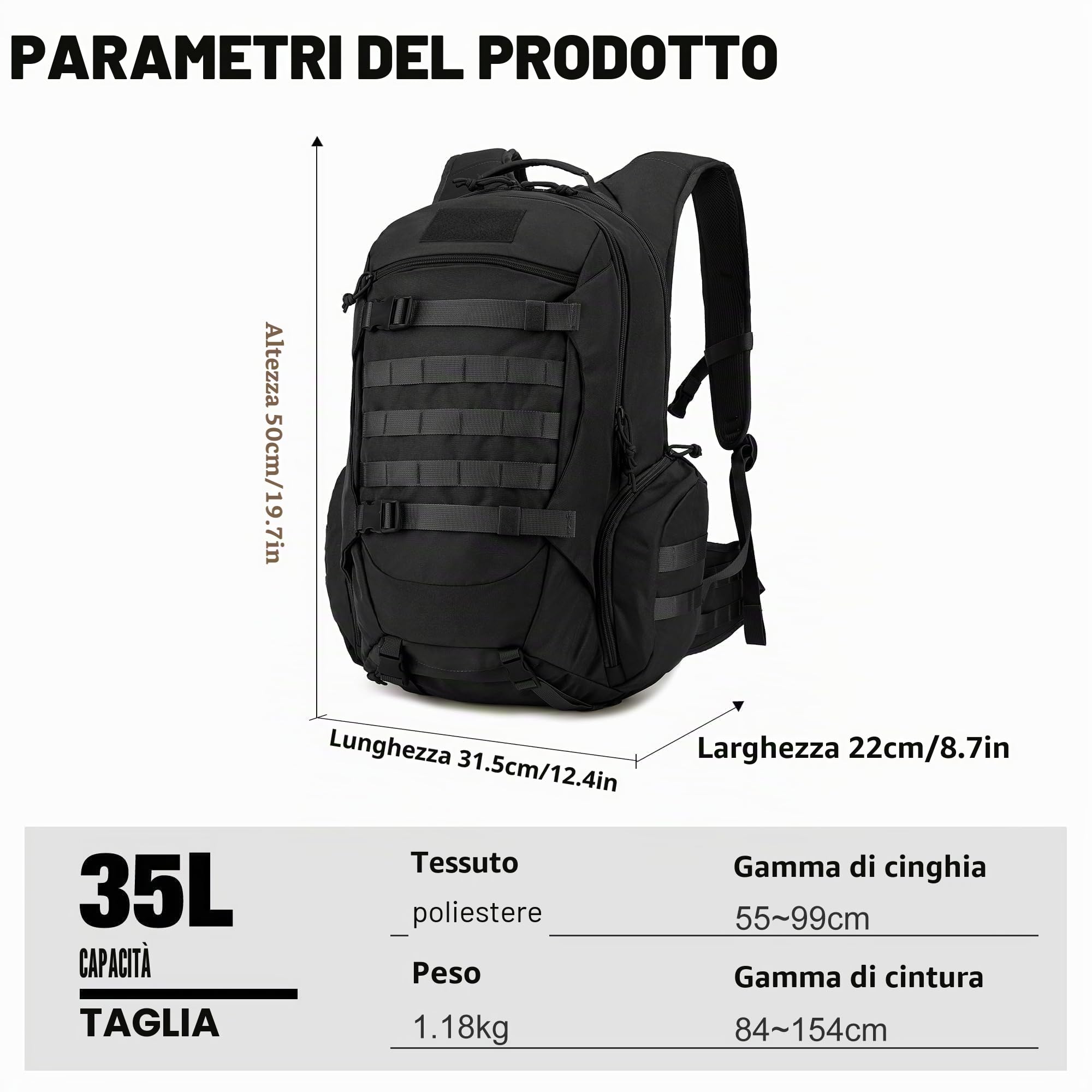 Mardingtop 28L/35L Tattico Zaino Militare Zaino Molle Zaini da Assalto Zaino Unisex Adulto Zaino da Escursionismo Zaino da Viaggio per Campeggio all'aperto Sport Trekking Motociclismo