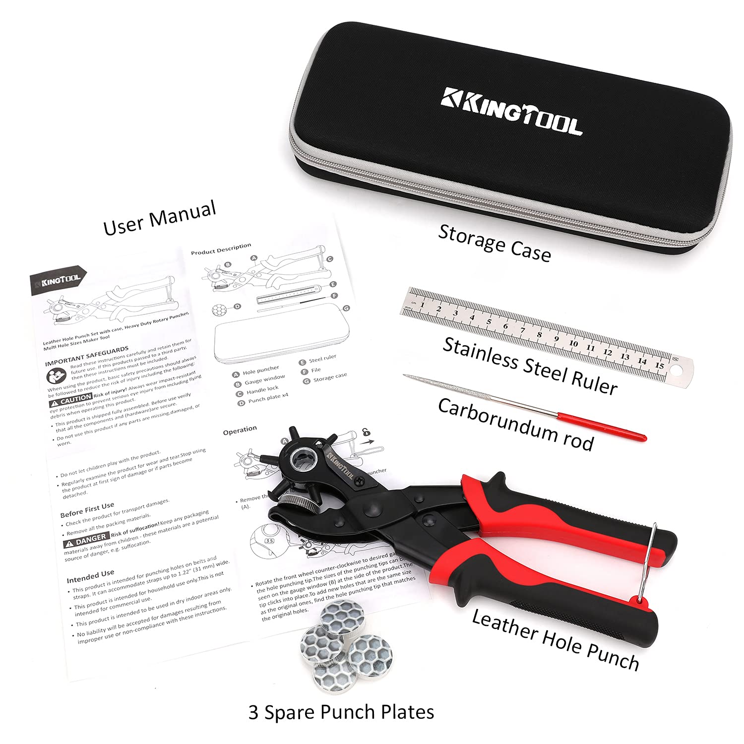 KingTool Leather Hole Punch Set, Super Heavy Duty Rotary Puncher, Multi Hole Sizes Maker Tool : Arts, Crafts & Sewing