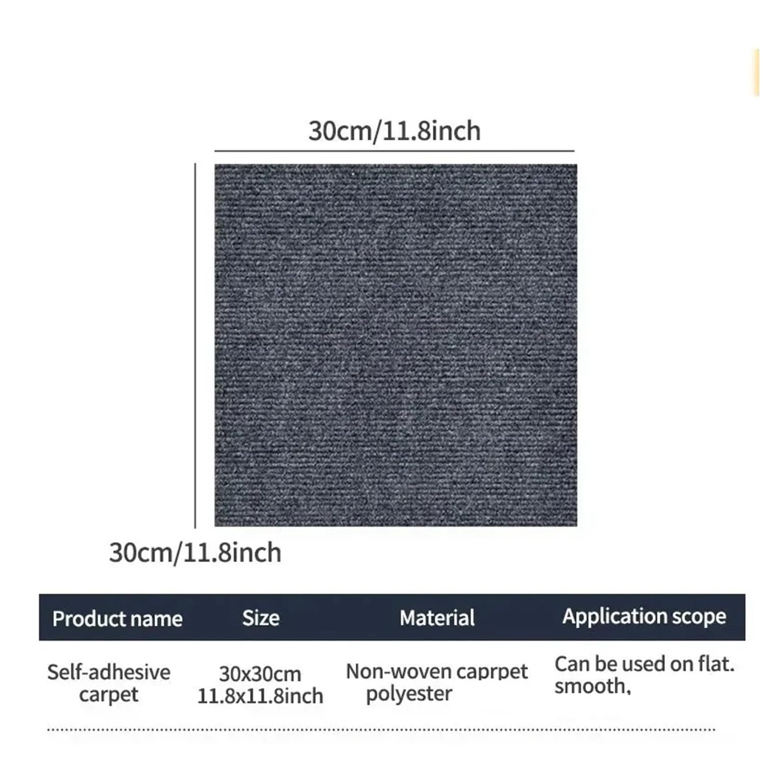 Moqueta Adhesiva Alfombra autoadhesiva for suelo, baldosas, pegatinas cuadradas, tapete despegable y pegable, ideal for cocina, comedor dormitorio(Gray and Black,40PCS)