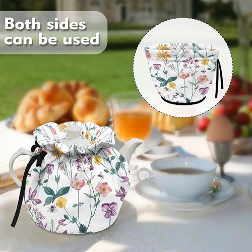 Miniatura 4 de Freewander Tea Cozies - Funda aislante de algodón para tetera, cubierta de té para desayuno, funda antipolvo para tetera, funda antipolvo con banda