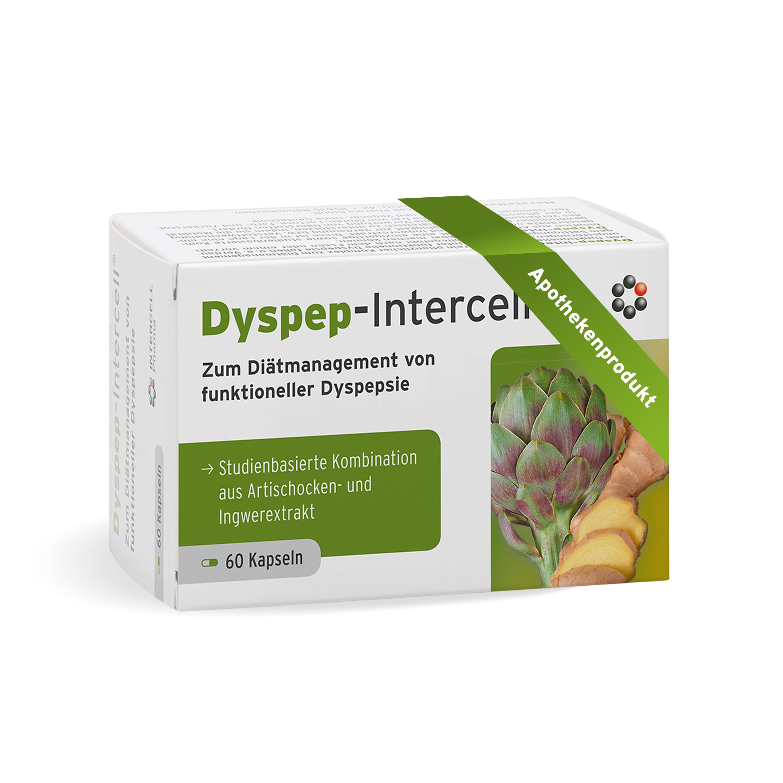 Dyspep-Intercell (60 Kapseln) - Patentierter Artischocke & Ingwer Komplex - Zum Diätmanagement bei funktioneller Dyspepsie (Reizmagen) - Schonende CO2-Extraktion für hochdosierte Bitterstoffe
