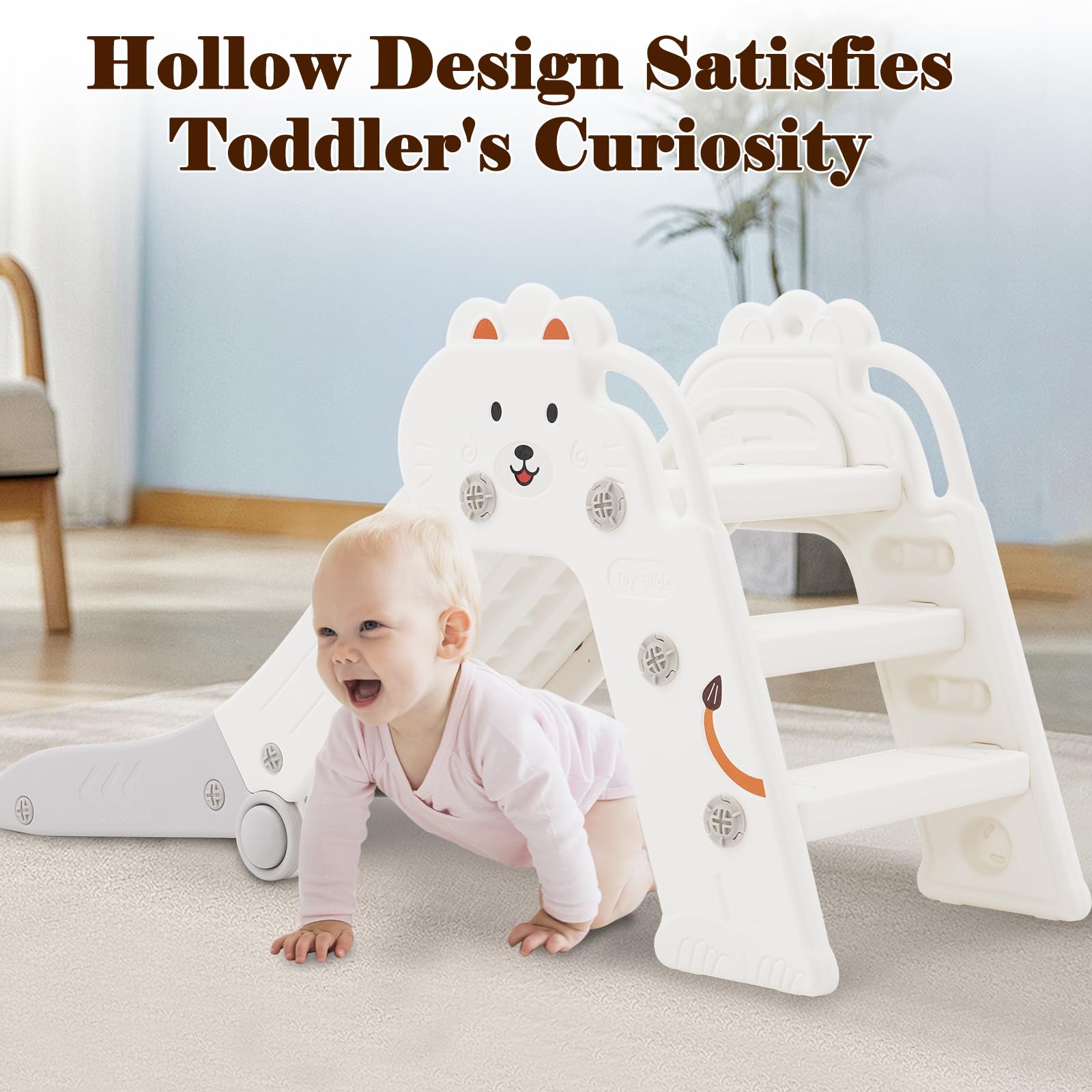 Rutsche für Kinder Faltbar Mit Armlehnen - Baby Slide, Kinderrutsche, Indoor/Outdoor, Grau