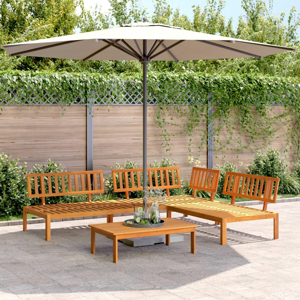 Juego de 4 sofás de jardín de palets de madera maciza de acacia, diseño de listones para una óptima circulación del aire, muebles modulares para terraza y exterior, resistente