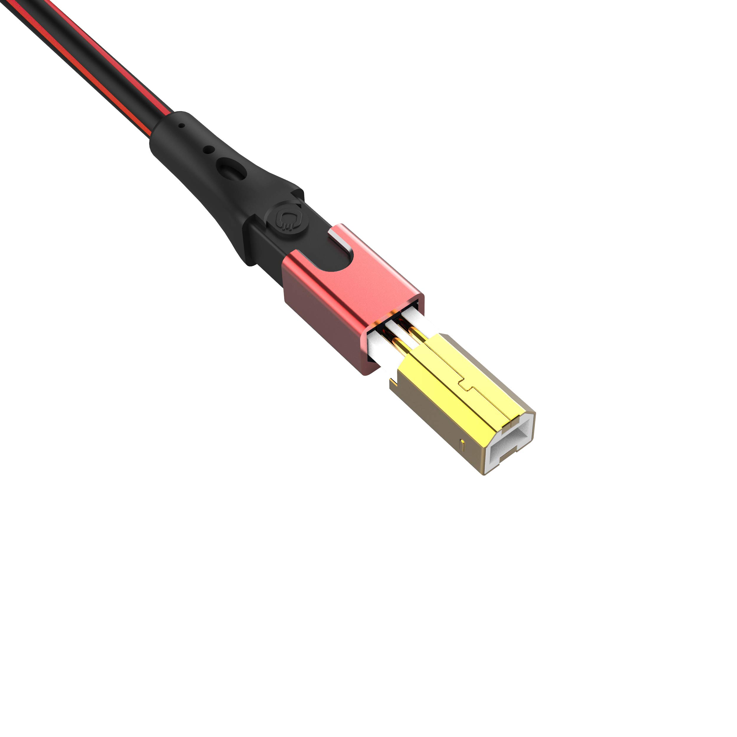Oehlbach USB-Evolution B - hochwertiges USB-Kabel Typ 2.0 USB-A auf USB-B (für Audio-Streaming, DAC und Drucker) schwarz/rot - 5m