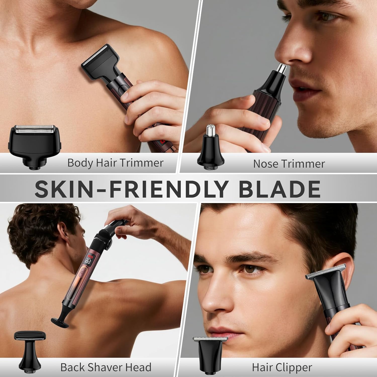 Back Shavers for Men Long Handle, Waterproof Back Shaver with 4 Shock Absorber Flex Heads, Rechargeable Electric Back Razor and Hair Trimmer, Extendable Electric Shaver for Body Grooming, Portable - Image 2