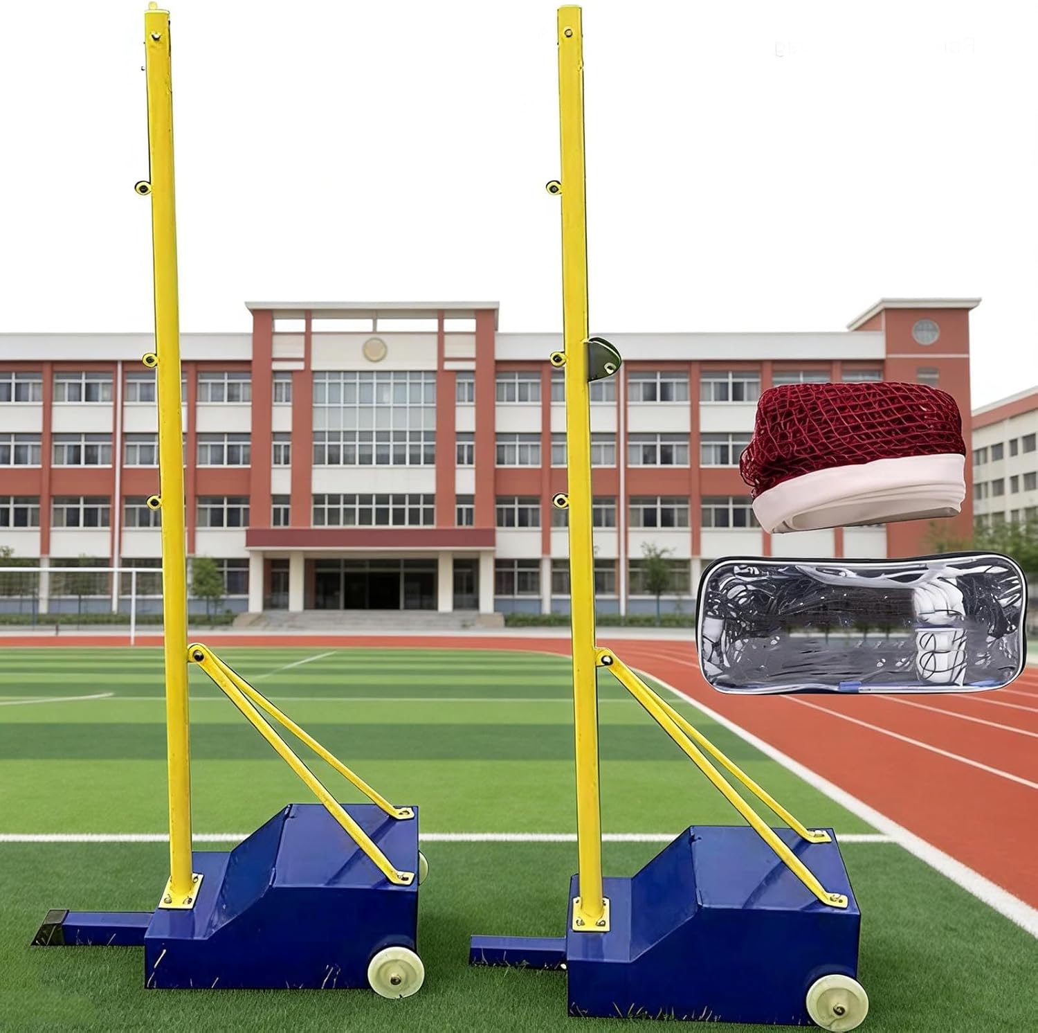 2-in-1 Backyard Volleyball & Badminton Net Set,Volleyball Poles for Backyard, 2026 New Volleyball Stand+Net for Indoor Or Outdoor, 5-6.9ft Adjustable Height,Badminton Training Set+Wheels