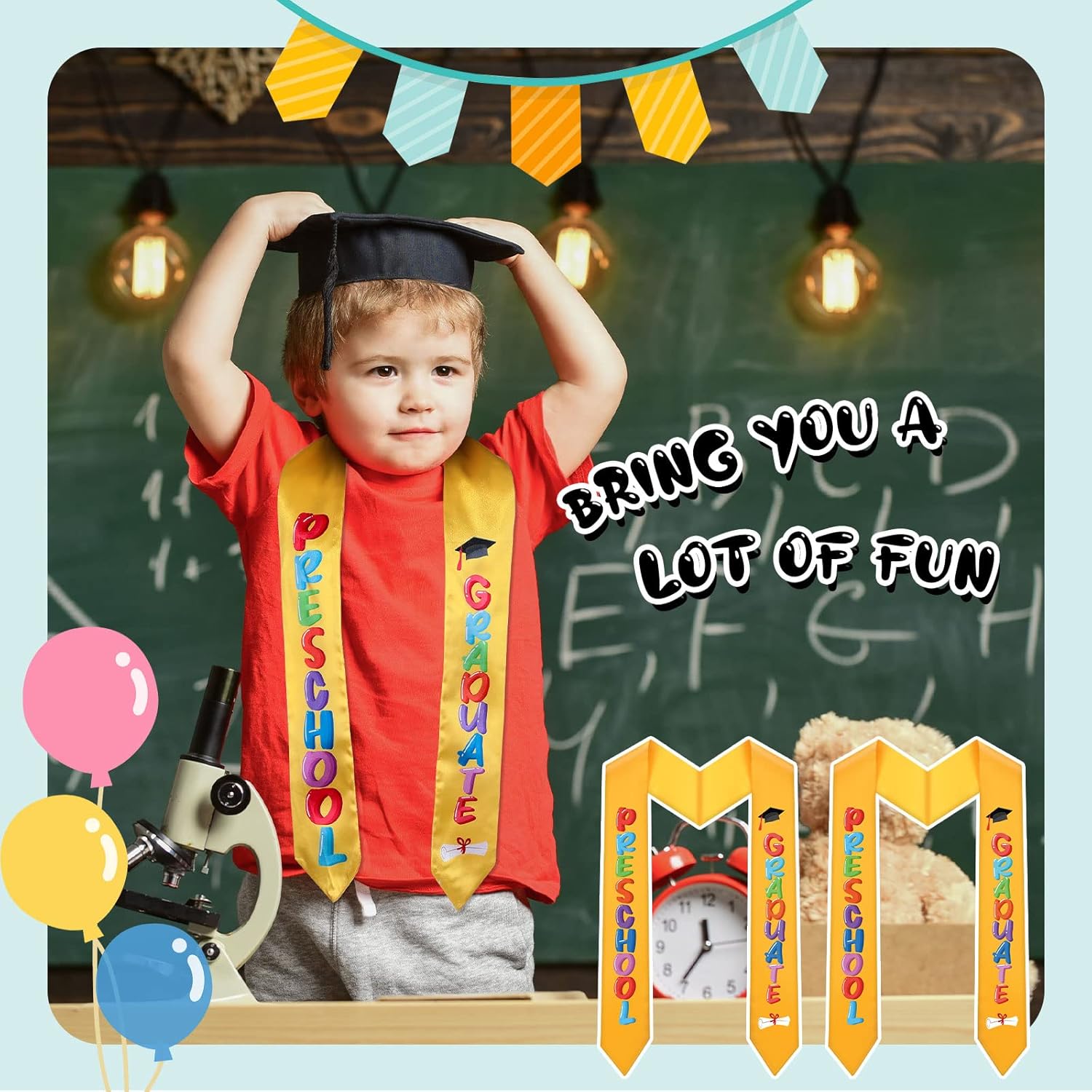 15 Pieces Kids Graduation Stole Preschool Printed Graduation Stole Unisex Sash for Kids Toddler Graduation Supplies