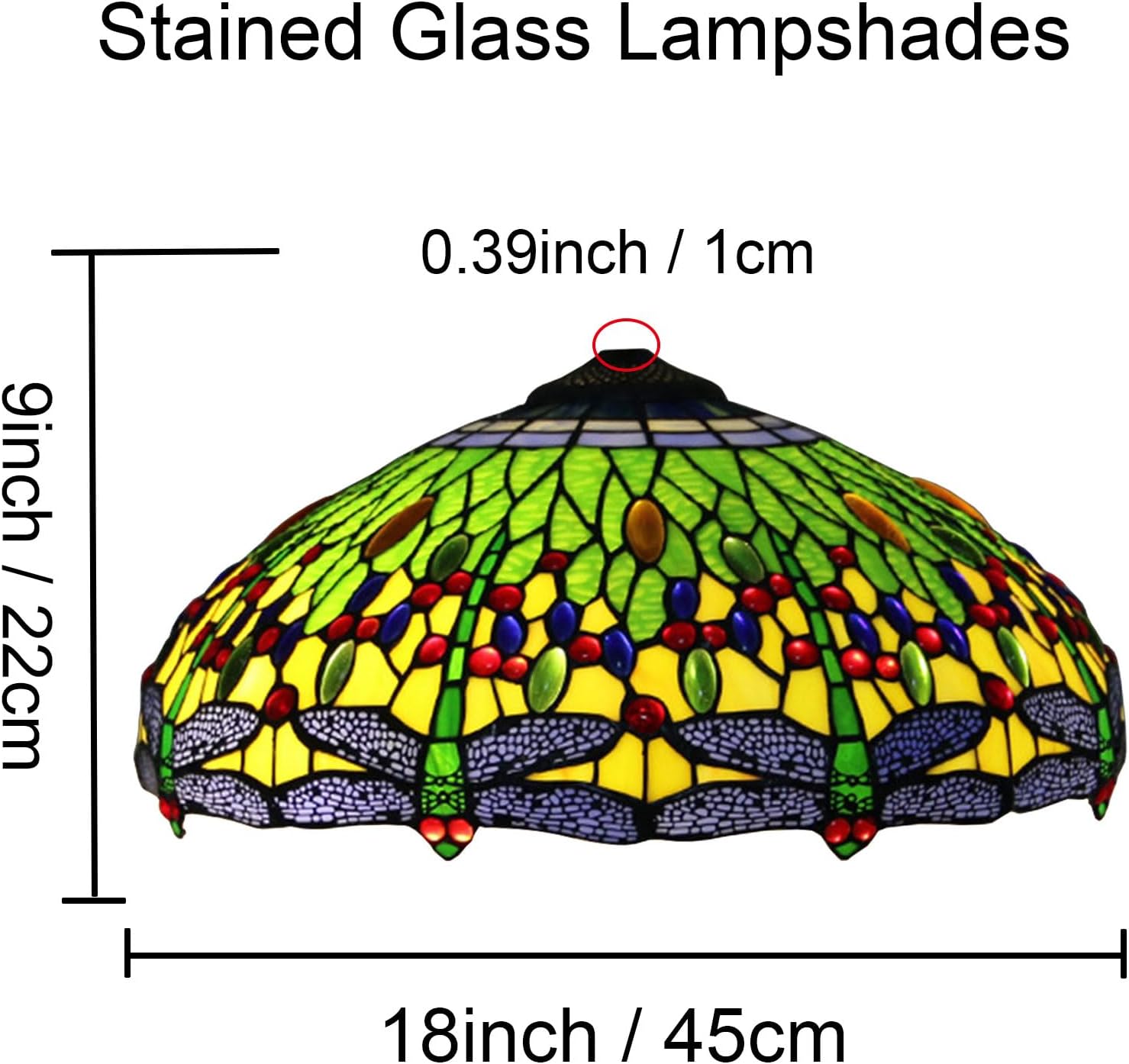Dragonfly Style Stained Glass Lamp Shade Replacement Only 18X9 Inch Tiffany Lampshades Vintage Handmade Orange Green Blue Yellow Light Cover for Table Lamp Pendant Light Floor Lamp,Yellow