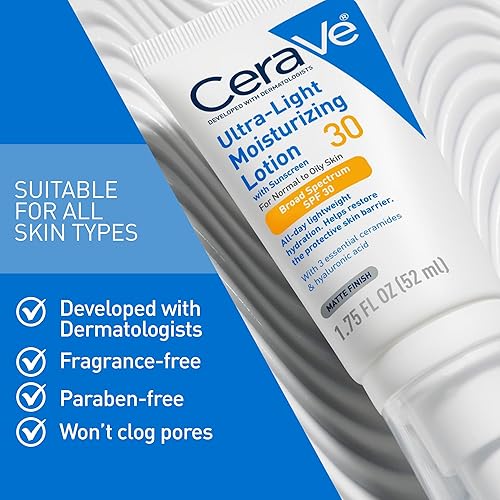 Miniatura 4 de CeraVe - Hidratante facial con SPF 30, 1.7 onzas, loción facial ligera con ácido hialurónico, sin fragancia