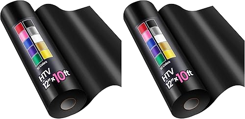 Miniatura 15 de Rollos de vinilo de transferencia de calor HTV de 12" x 10 pies, negro, Sooez HTV vinilo para camiseta, vinilo para planchar, fácil de cortar
