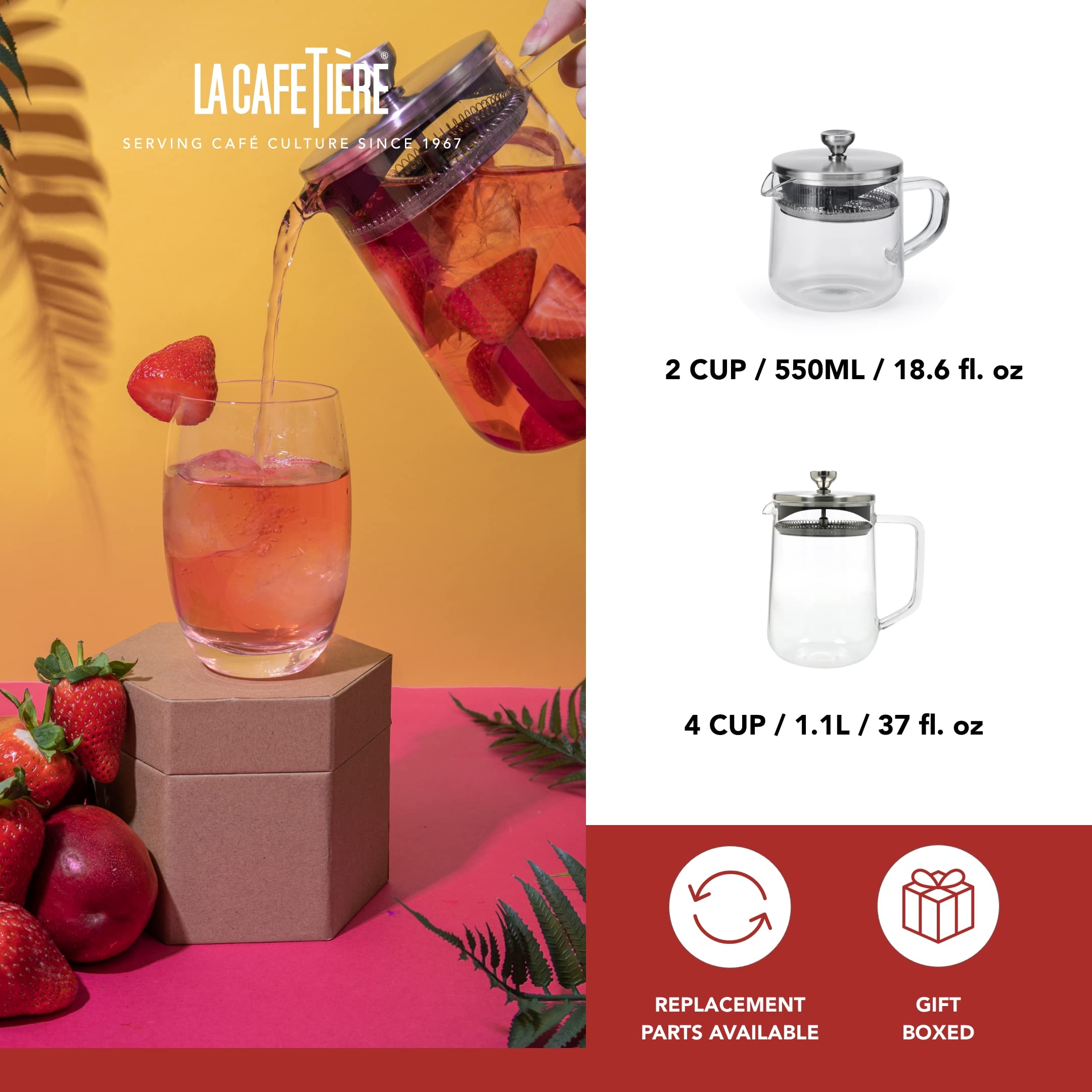 Glazen Theepot De Luxe 550 ml (eenpersoons theepot) - glas - klein