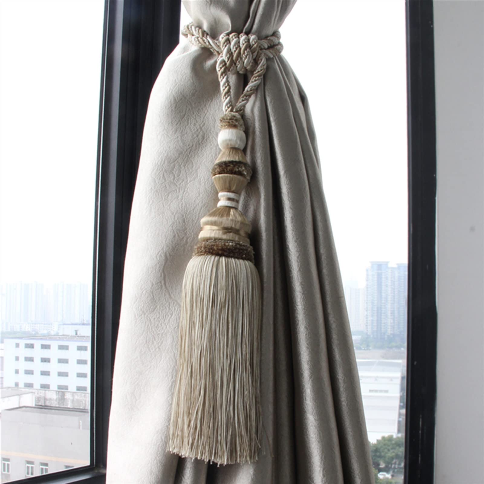 Alzapaños De Cortina con Borlas, Hechos A Mano, con Bola Individual, para Colgar Cortinas, con Hebilla Y Cuerda, para Decoración De Cortinas.