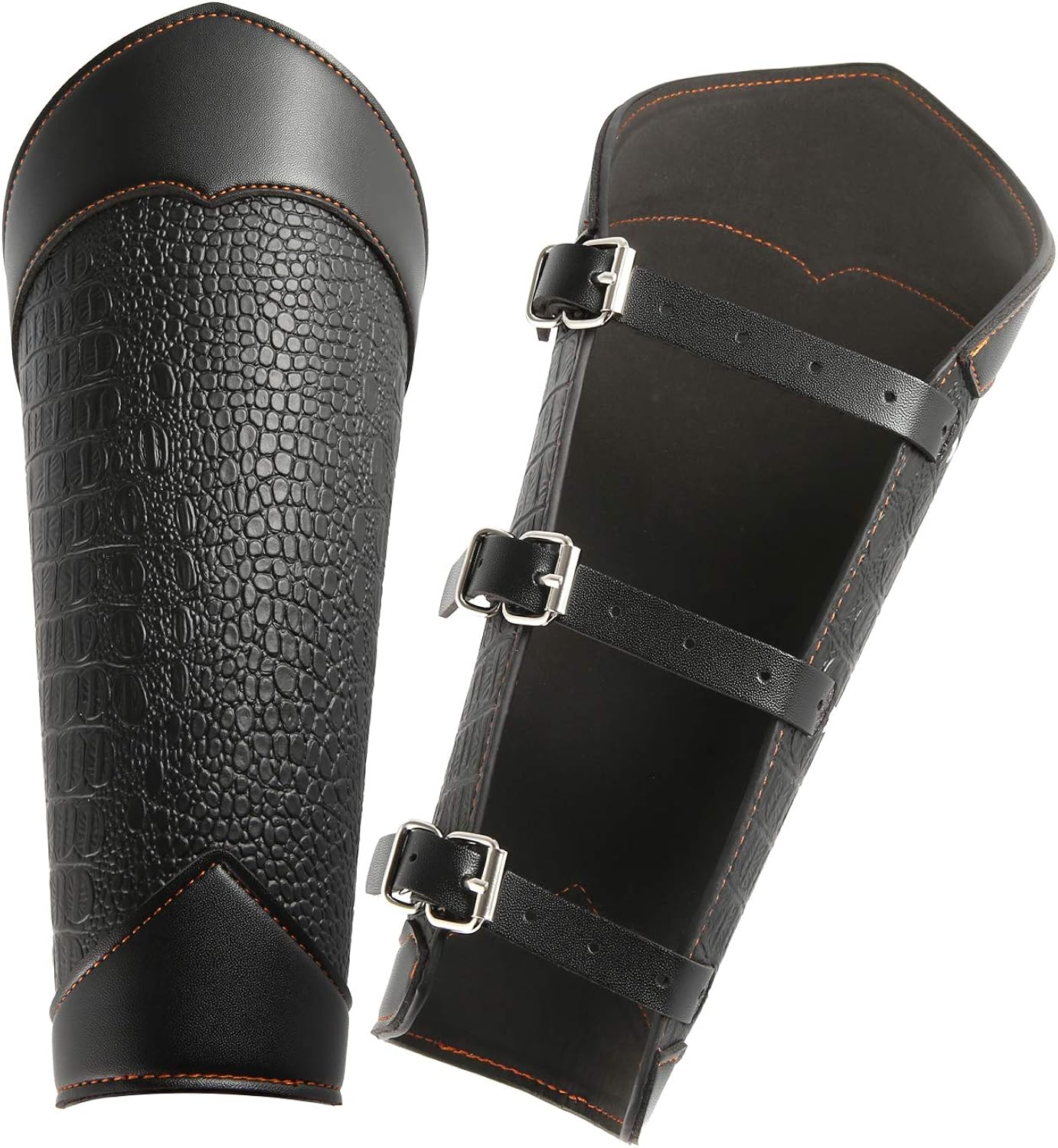 HZMAN Long Style Knights Leather Battle Arm Guard Bracers Medieval Armor Costume - Leather Armband Pair : Clothing, Shoes & Jewelry