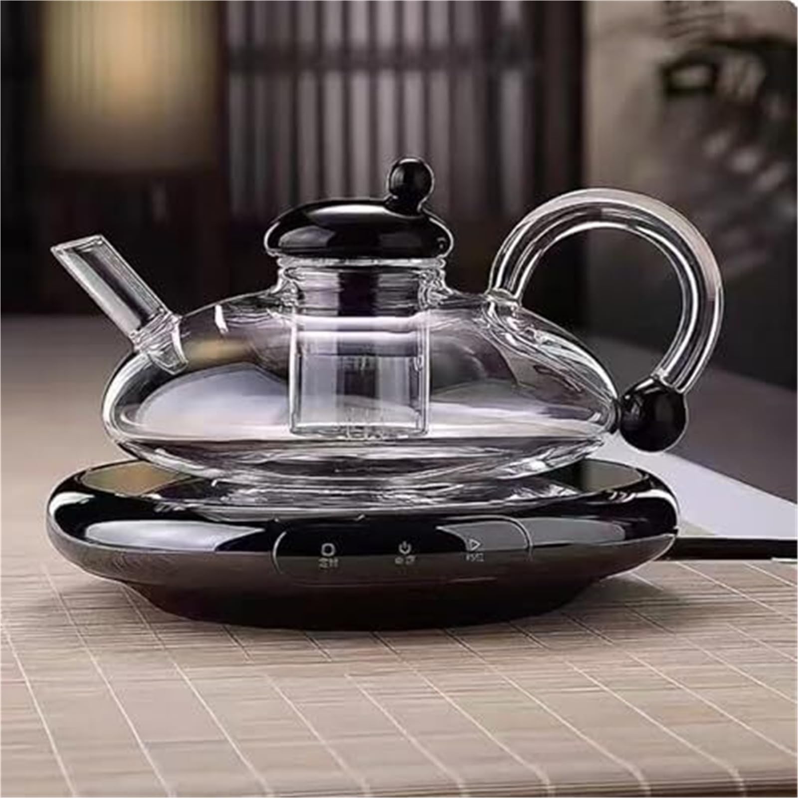 Zestaw czajnika elektrycznego ze szklanym czajnikiem i ceramiczną płytą grzewczą, 2 filiżanki, czajnik do herbaty liściastej(Clear,2 Cups)