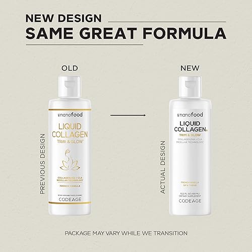 Vista 3 de Codeage Suplemento líquido de colágeno sabor a vainilla, péptidos de colágeno liposomal Beauty Trim & Glow