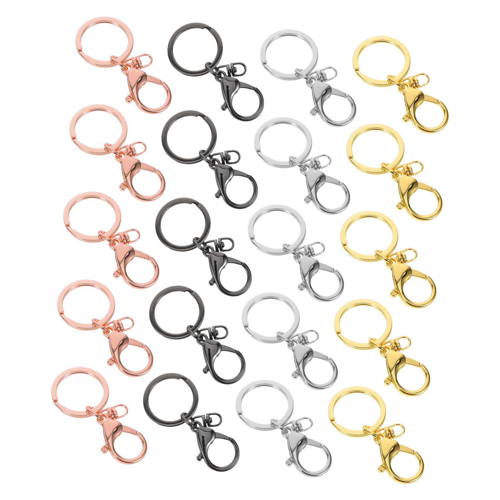 Angoily 20pezzi Portachiavi con Ganci in Metallo Clip Girevoli Moschettoni per Cordino Chiusura Scatto per Creazione di Gioielli e Artigianato Disponibili in Oro Rosa Oro Scuro e Argento