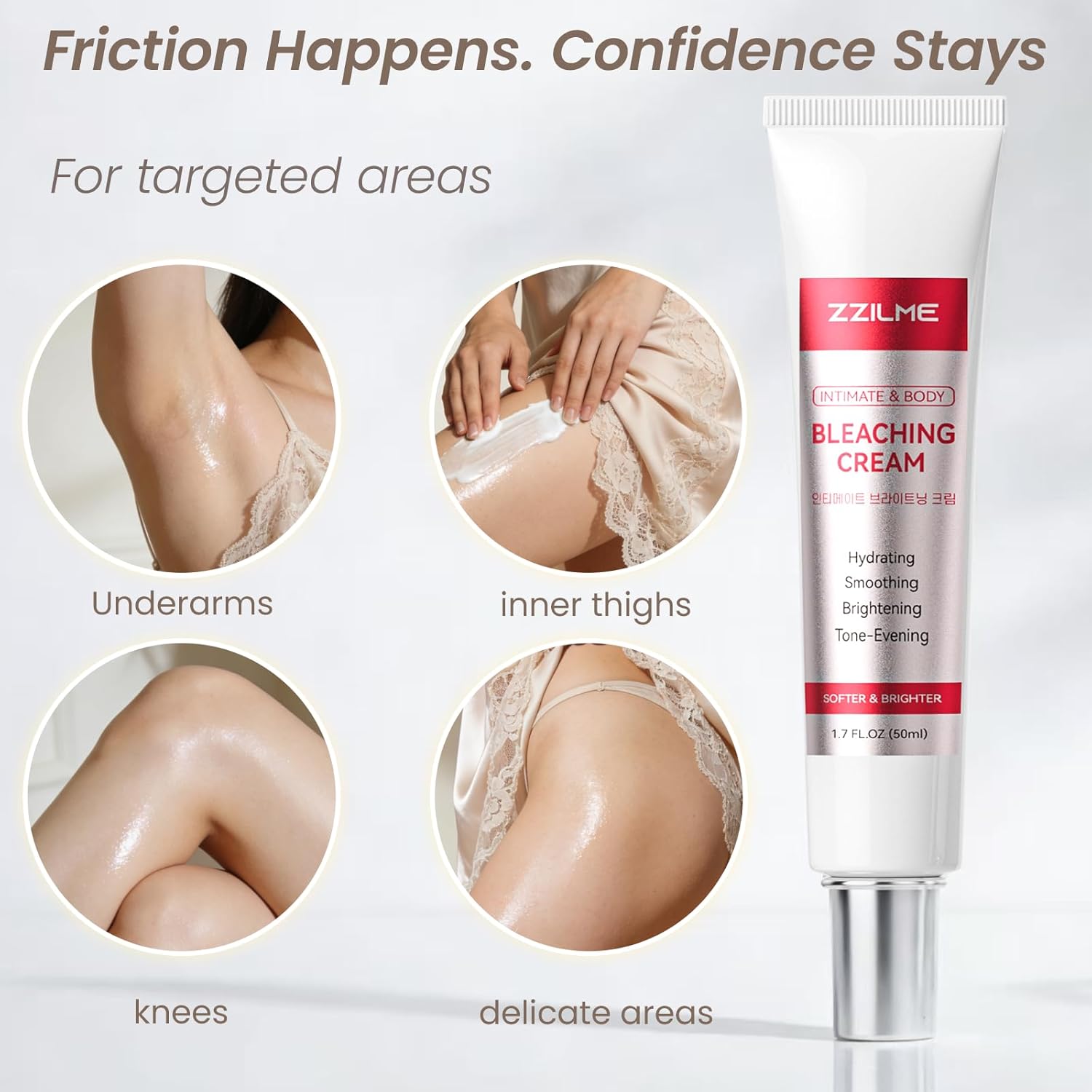 Intimate Brightening Body Cream for Women, Hydrating Underarms and Bikini Line with Niacinamide, Vitamin C and Aloe,Moisturizer for Knees, Inner Thighs, and Sensitive Skin,1.70 fl oz
