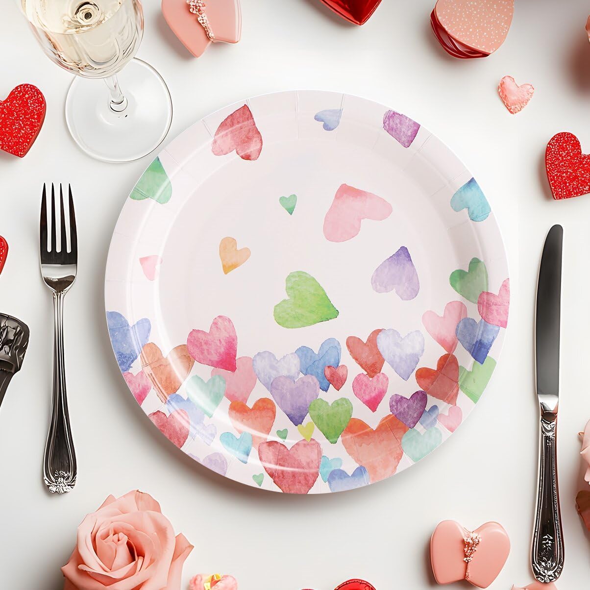 Birthday Plates and Napkins-168PCS Heart Plates Disposable Dinnerware Sets Birthday Party Supplies Serve 24,Birthday Party Decorations for Birthday Wedding-Colorful Paper Plates