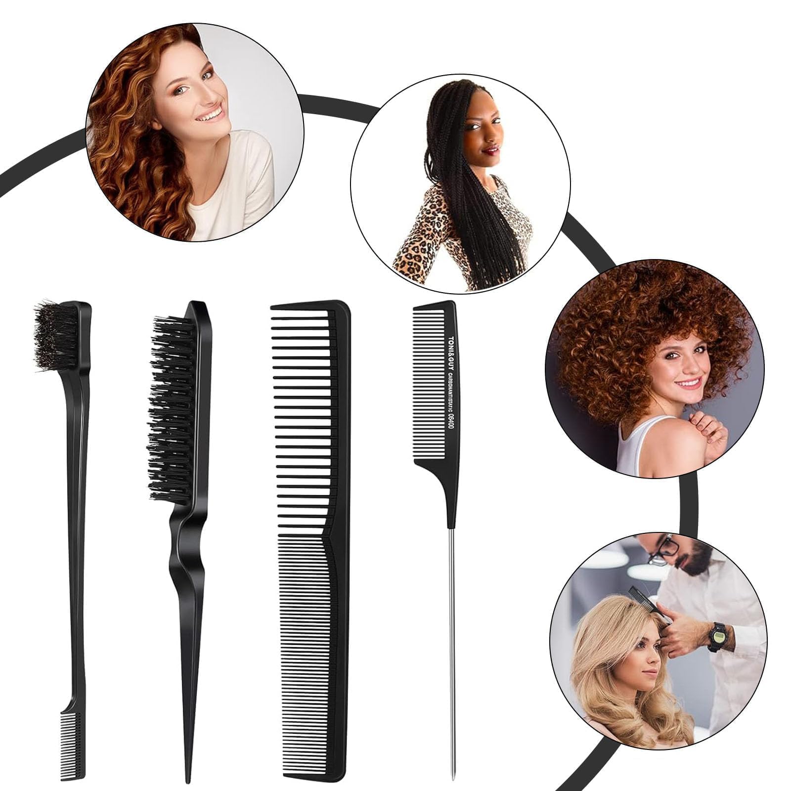 3 Stück Sleek Bun BüRste Set,Doppelkanten Bürste Produktbild-Vorschau 4
